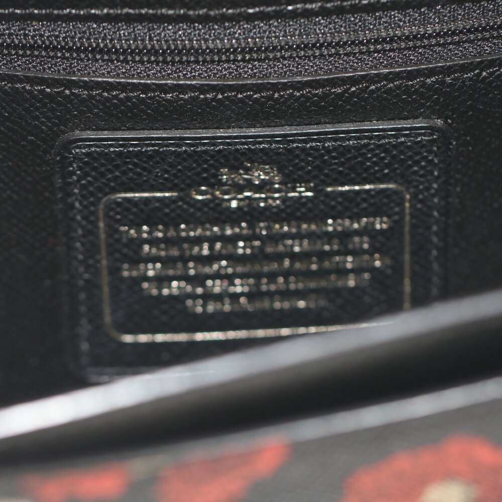 COACH FLORAL SATCHEL CROSS BODY BAG WITH RED CRYSTAL CLUSTER TO FRONT - Picture 5 of 5